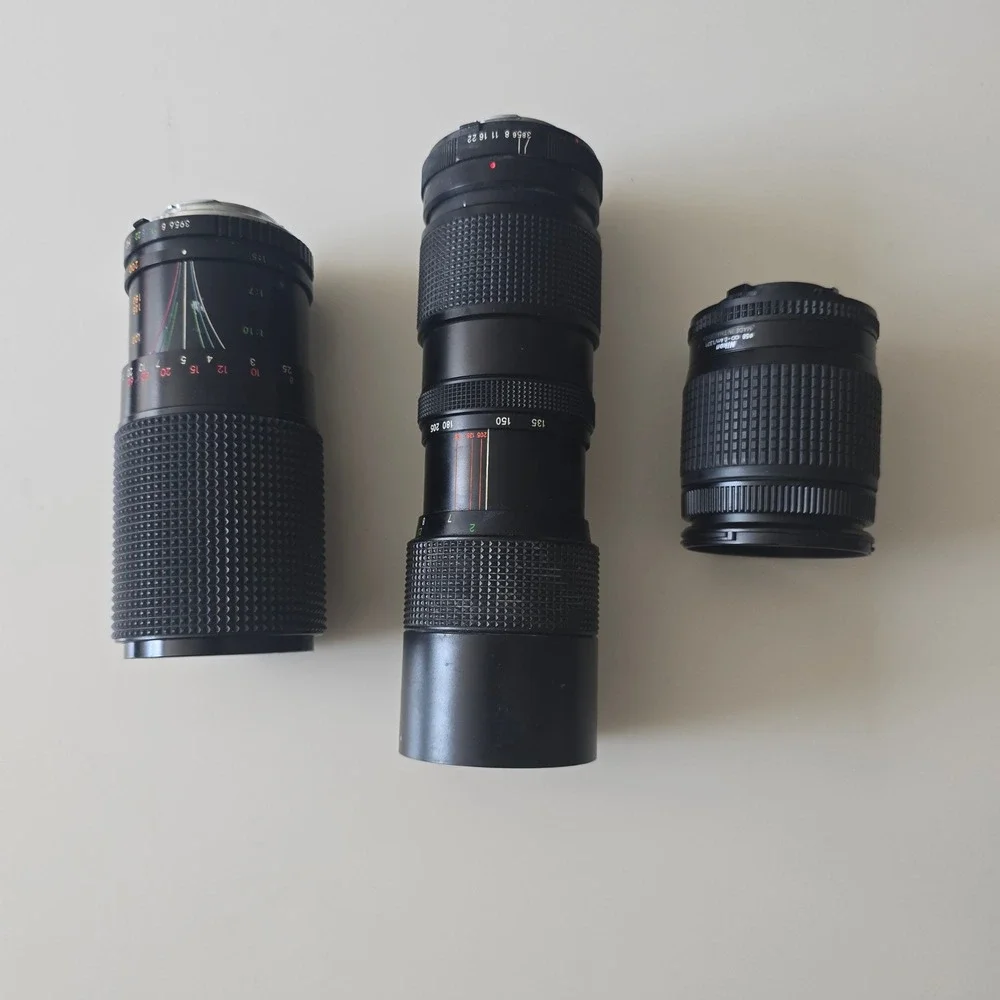 Lot of 3 LenLen PARTS Nikon AF Nikkor 28-80mm Vivitar 85-205mm Albinar 80-200mm